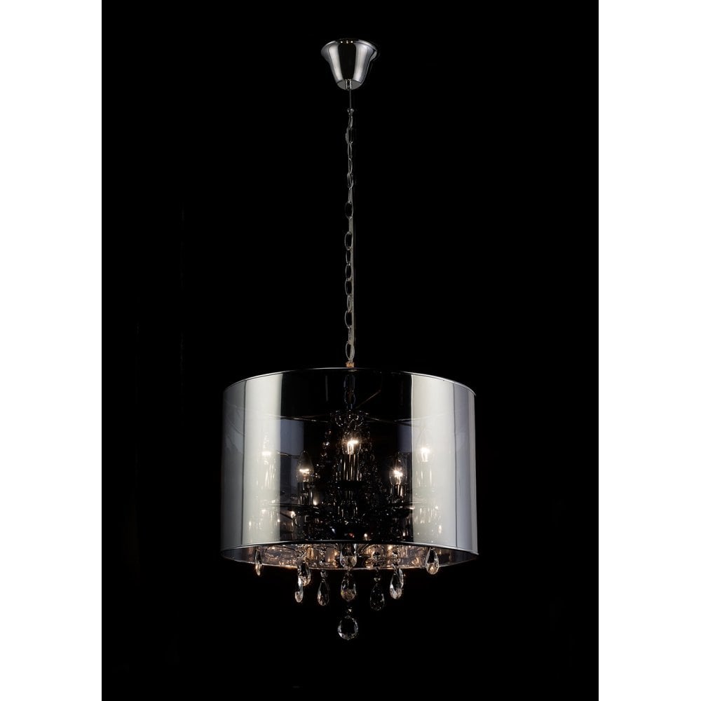 Elegant Trace Pendant Light with Smoked Mirror Chrome Shade