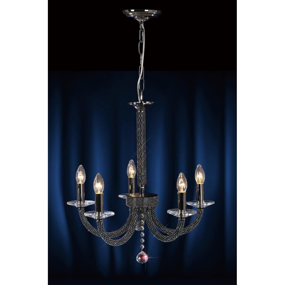 Elena 5-Light Pendant in Black Chrome with Clear Asfour Crystal