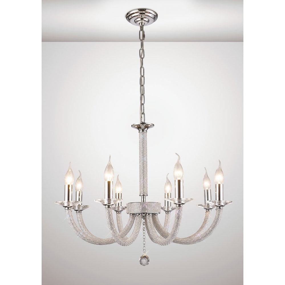 Elena 8-Light Crystal Chandelier in Polished Chrome