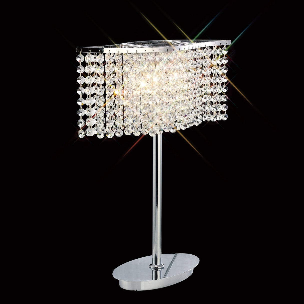 Polished Chrome Table Lamp with Dual Crystal Accent Design