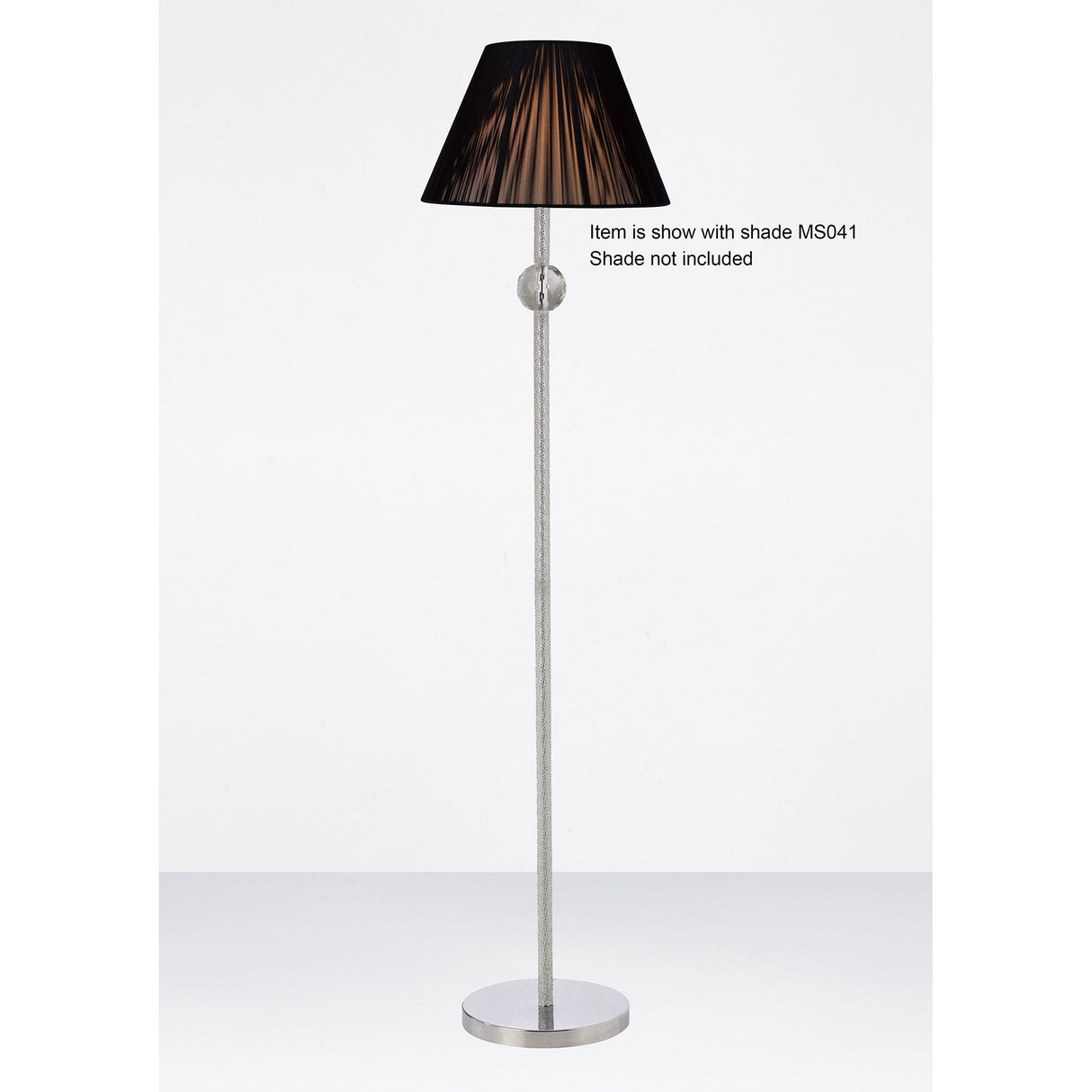 Elena Crystal Sphere Floor Lamp - Polished Chrome Finish with No Shade