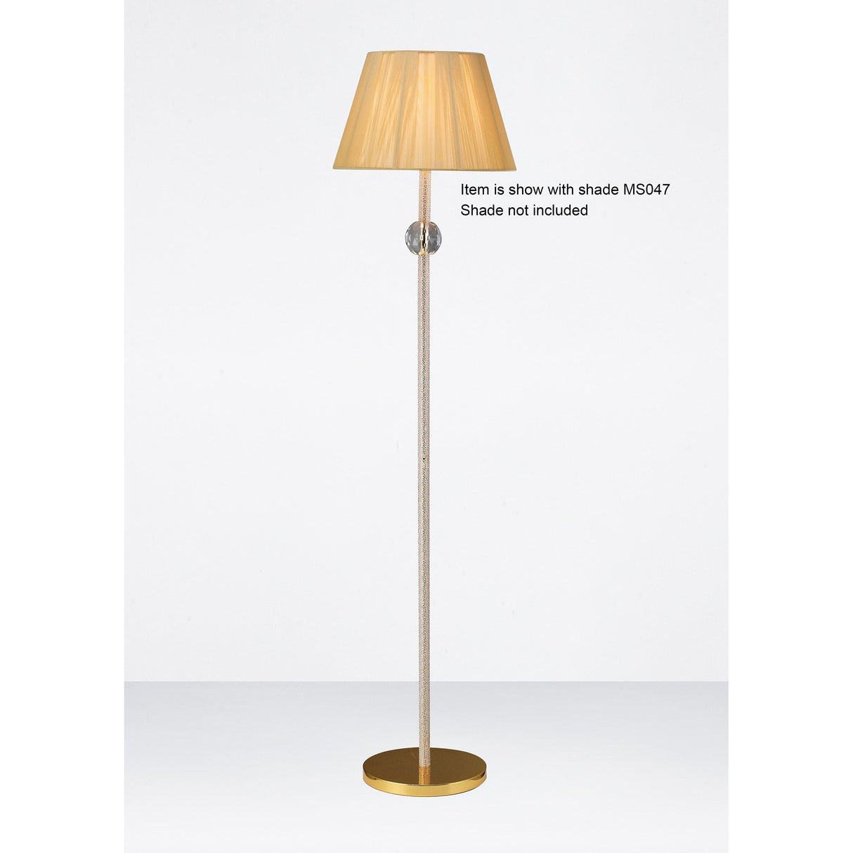 Elena Gold and Crystal Floor Lamp - Single Light, Shade Not Included