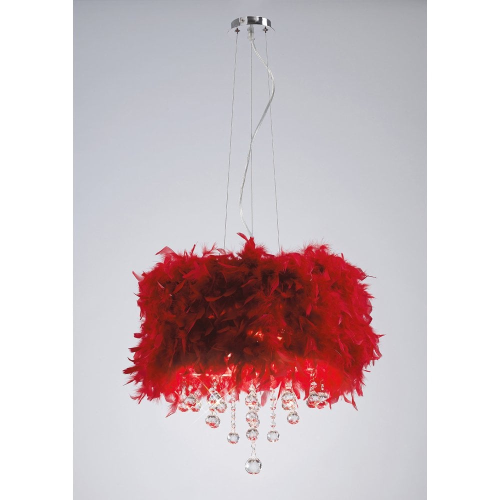 Elegant Ibis Feather Pendant Light with Crystal Accents in Polished Chrome