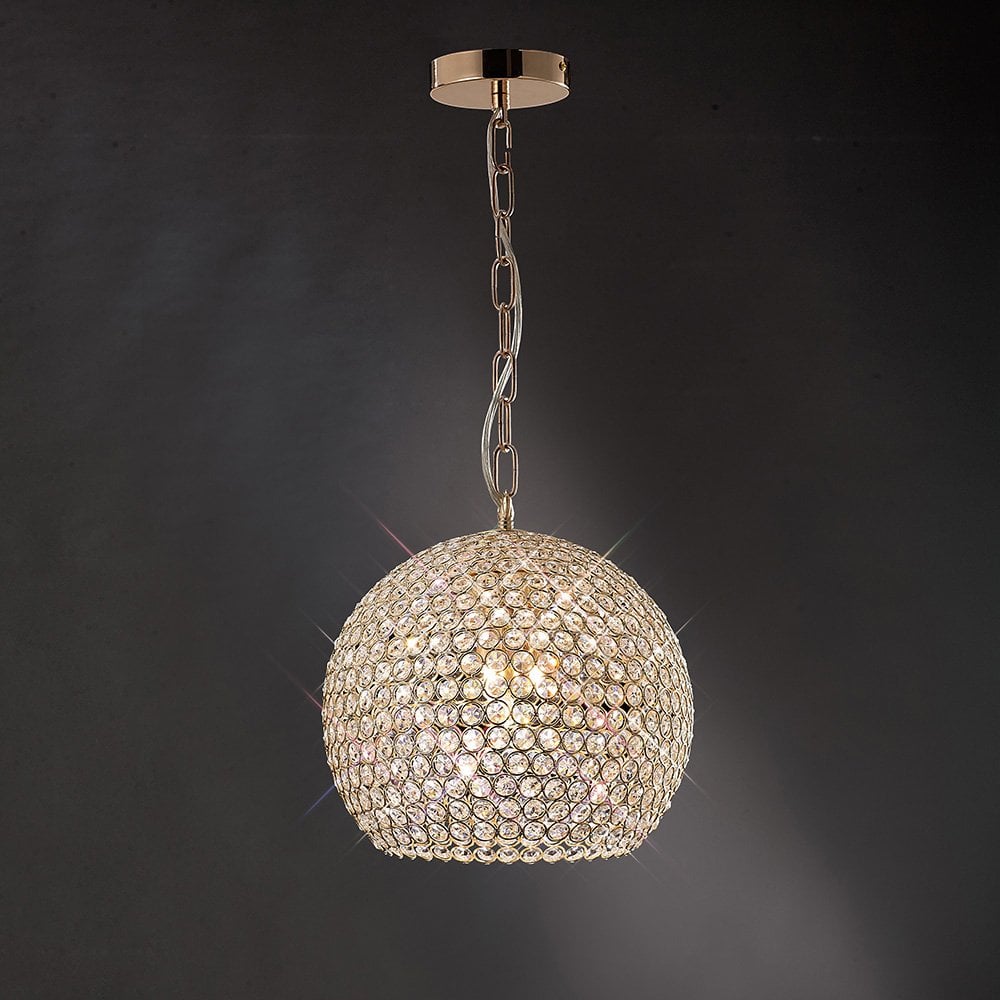 Ava 5-Light Pendant in French Gold with Diyas Clear Crystals