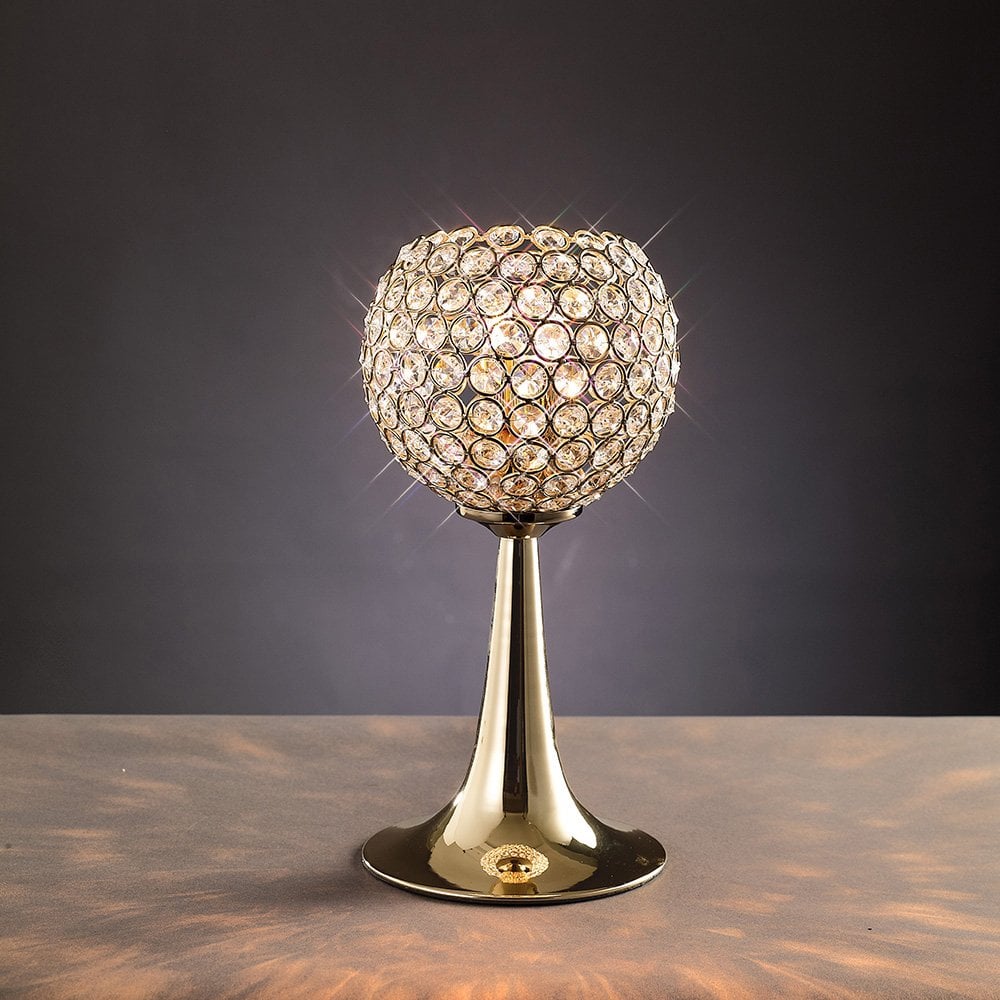 Ava Dual-Light Table Lamp in French Gold and Clear Crystal
