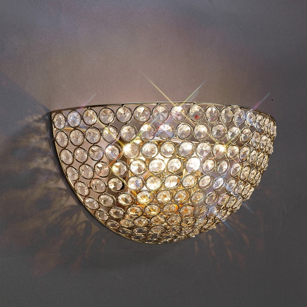 Ava Dual Light Crystal Wall Sconce in French Gold