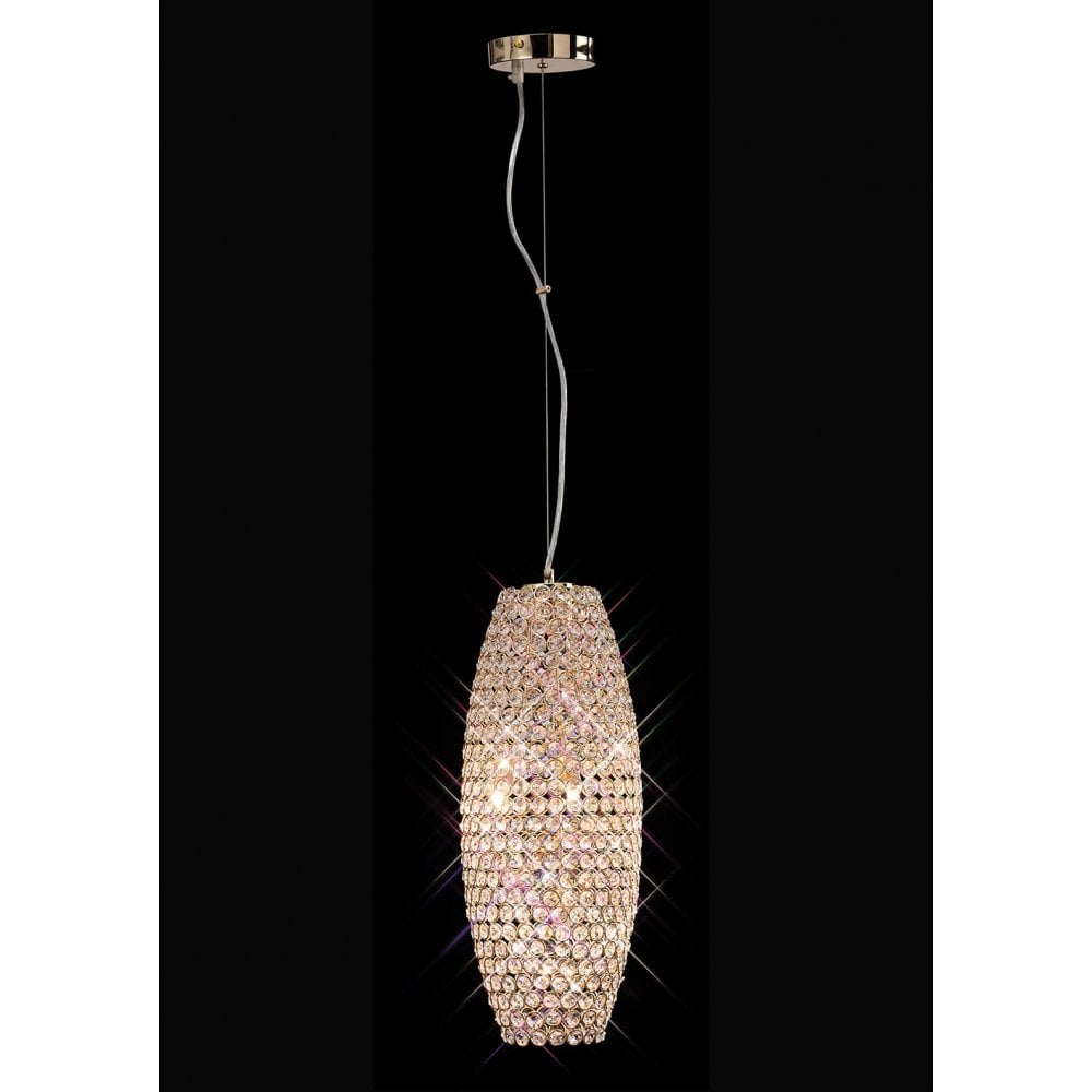 Kos 4-Light French Gold and Crystal Cylinder Pendant