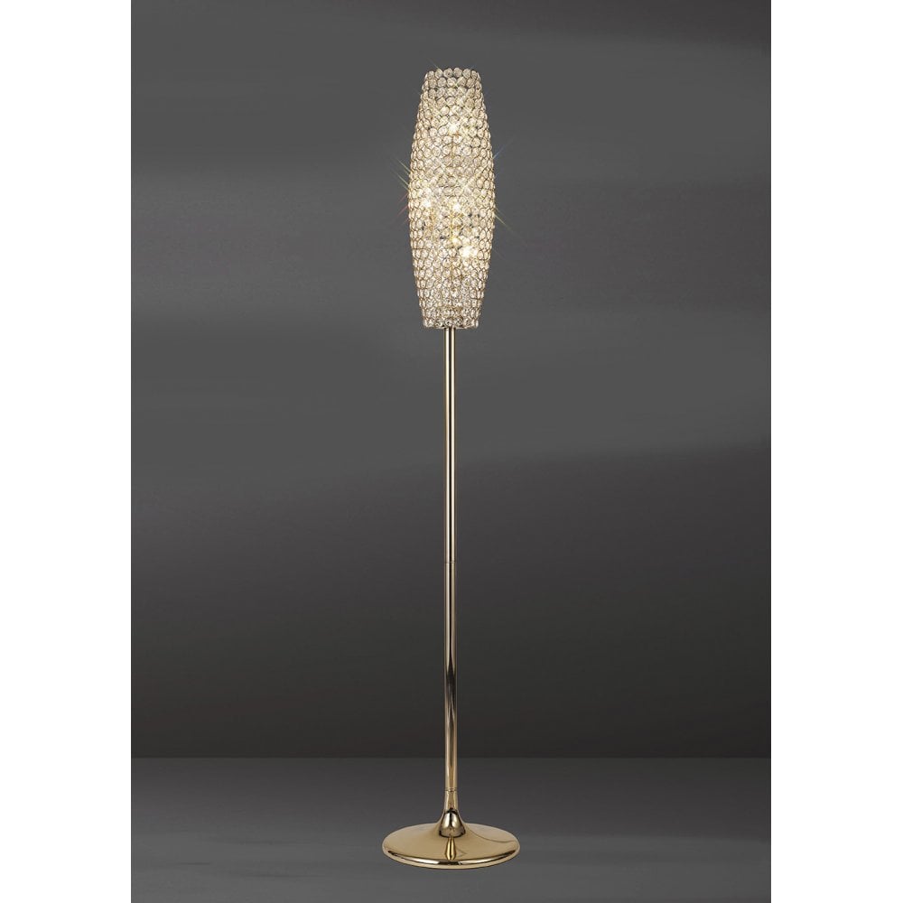 Elegant Kos Crystal Floor Lamp with French Gold Finish