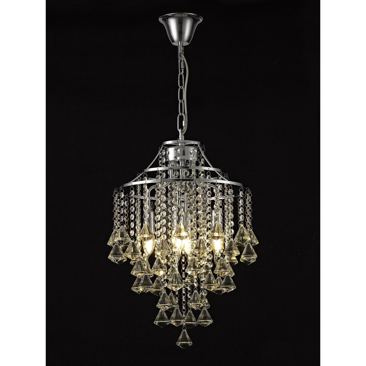 Radiant Inina Pendant: Lustrous Chrome & Sparkling Crystal Elegance