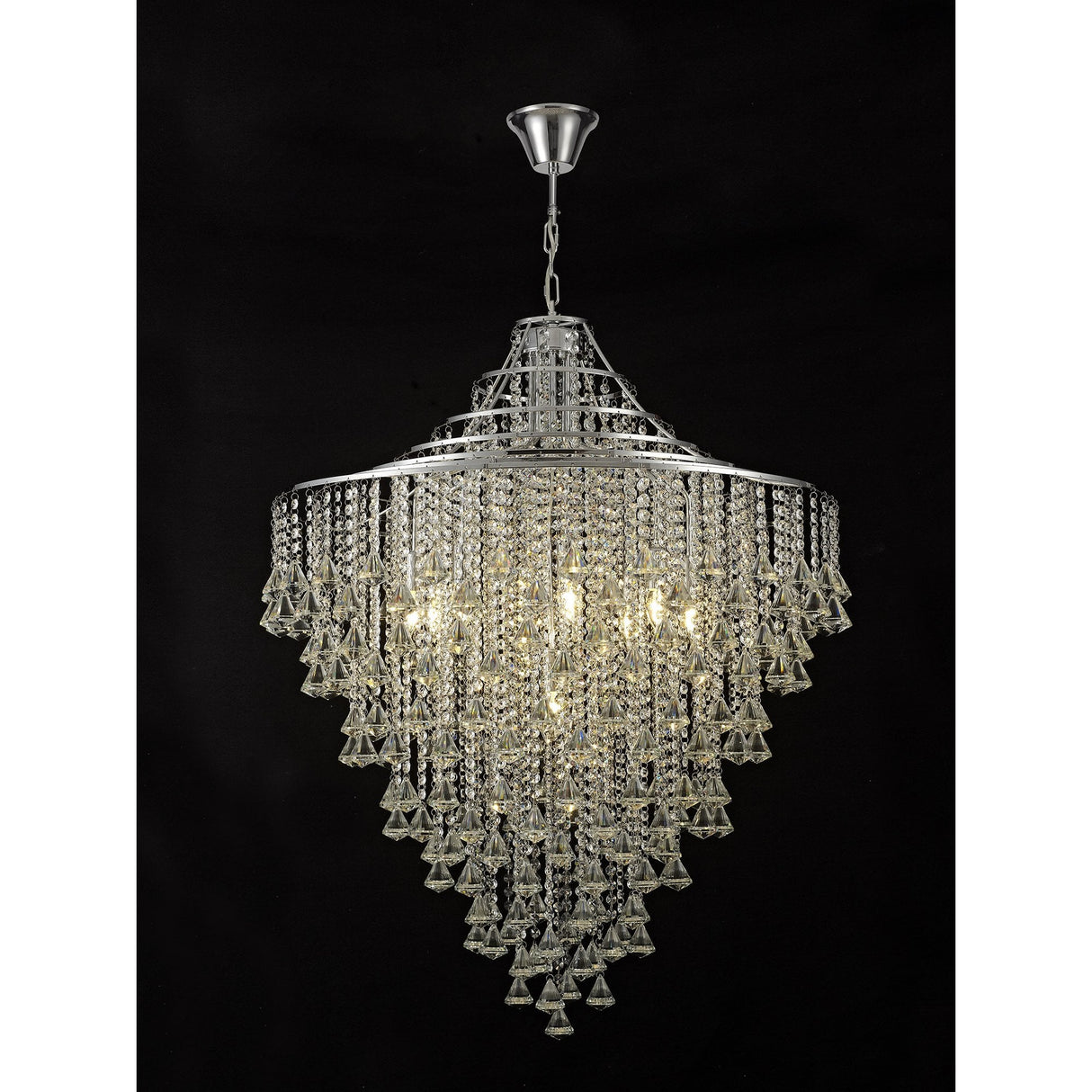 Inina 9-Light Crystal Chandelier in Polished Chrome and Clear Prisms