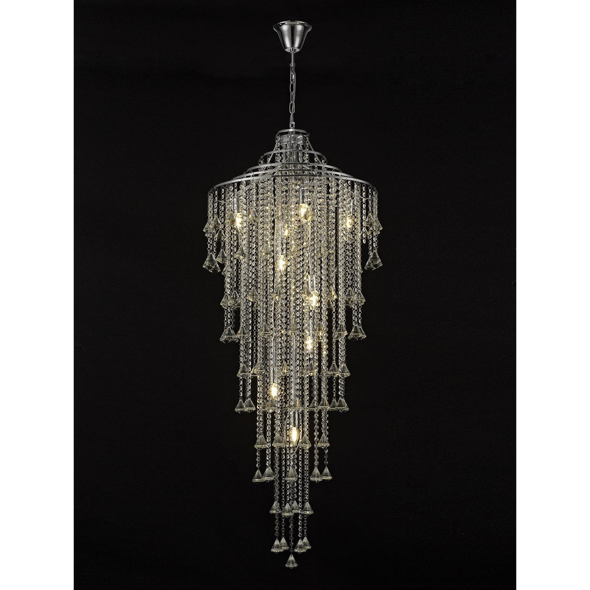 Inina Tall Pendant 9 Light with Shimmering Crystals in Polished Chrome