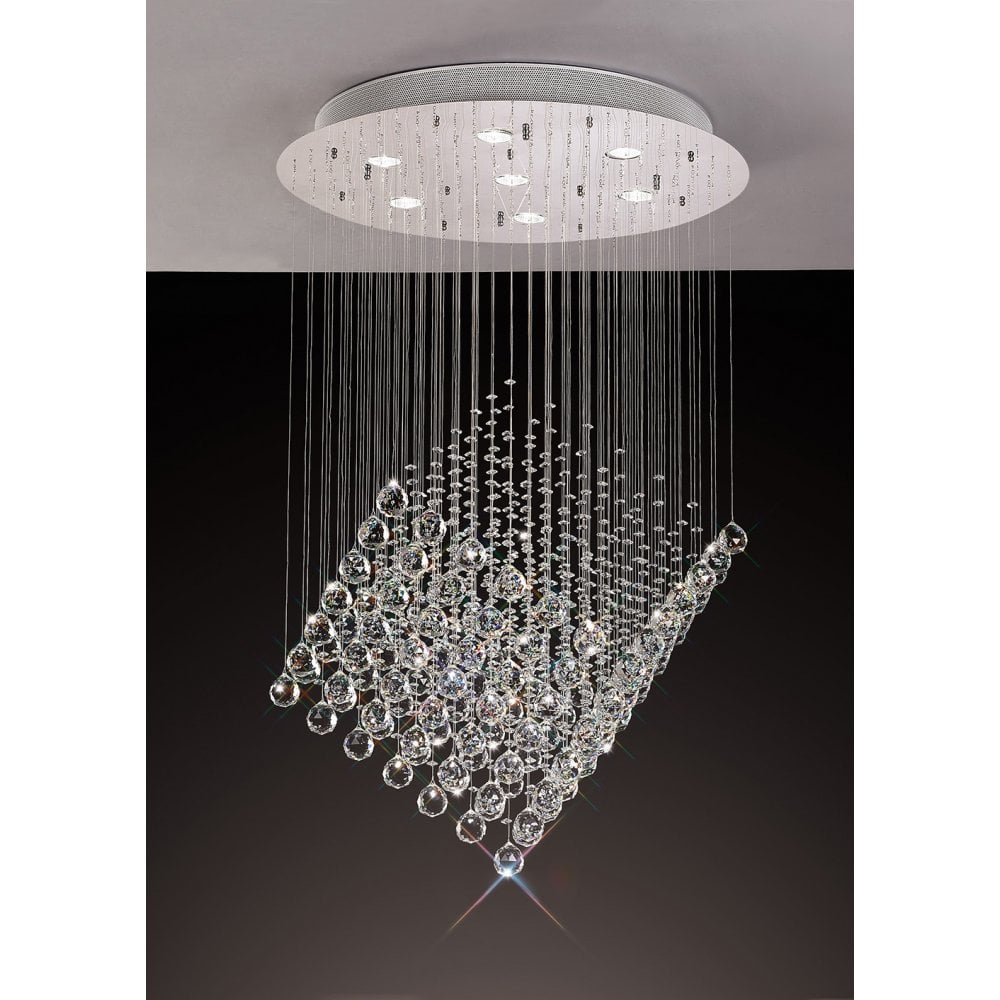 Colorado Pendant 7-Light Chandelier in Polished Chrome with Crystal Elegance