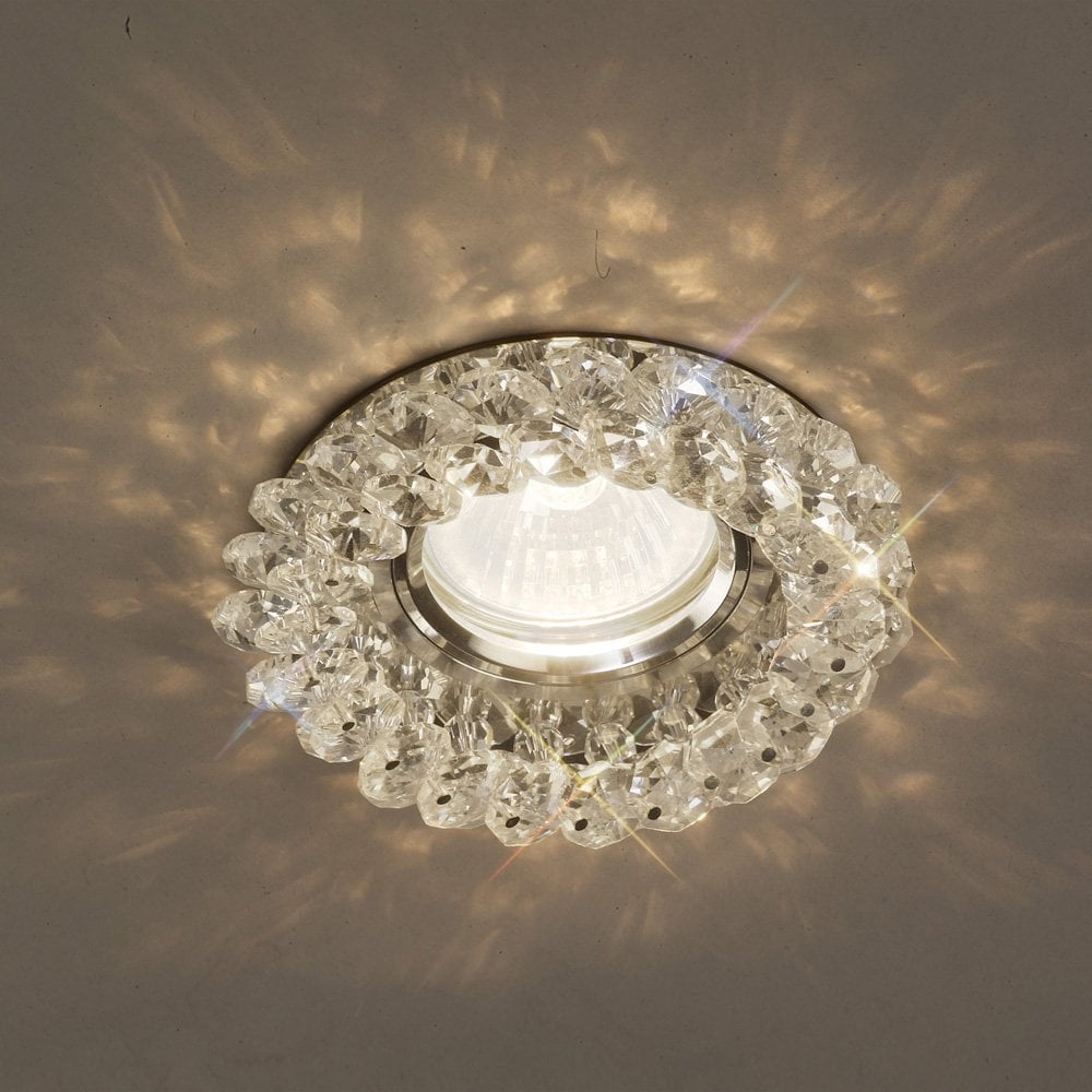 Glistening Crystal Cluster Downlight with Polished Chrome Rim