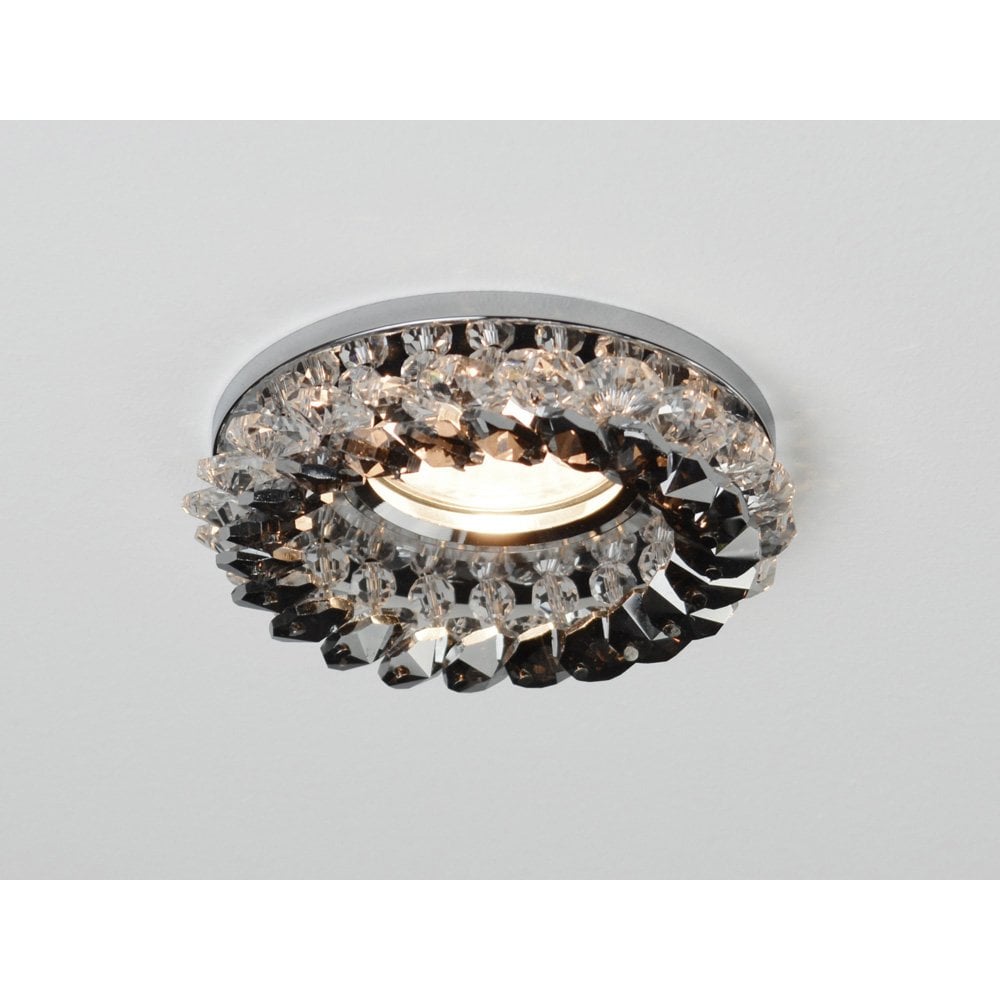 Smoked Crystal Elegance Downlight - Round Design with Chrome Finish