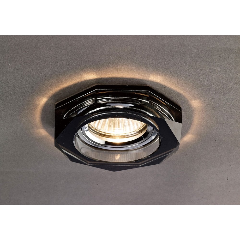 Hexagonal Black Crystal Downlight Trim with Reflective Halo Effect