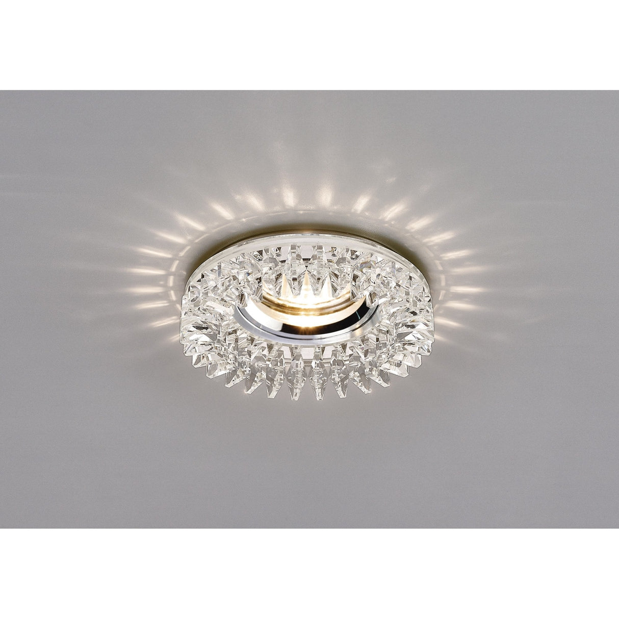 Elegant Round Crystal Downlight with Square Crystal Perimeter - Clear Finish
