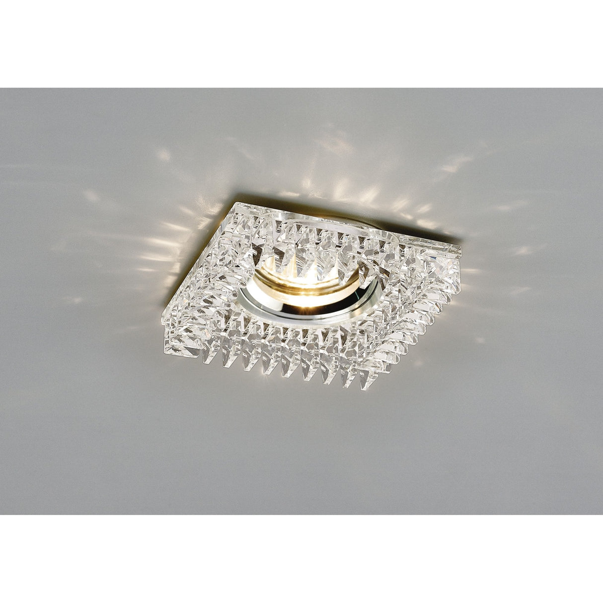 Elegant Square Crystal Downlight with Polished Chrome Detail & Clear Crystals