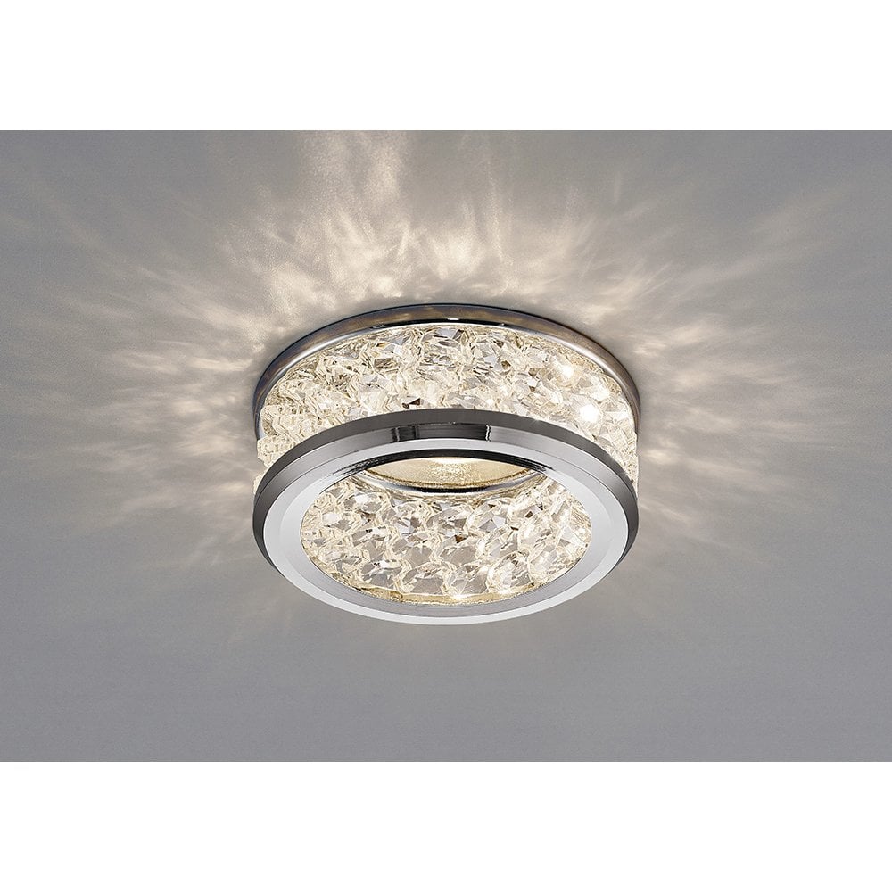 Dante GU10 Crystal Downlight with Triple Tiered Beads in Polished Chrome/Clear Finish