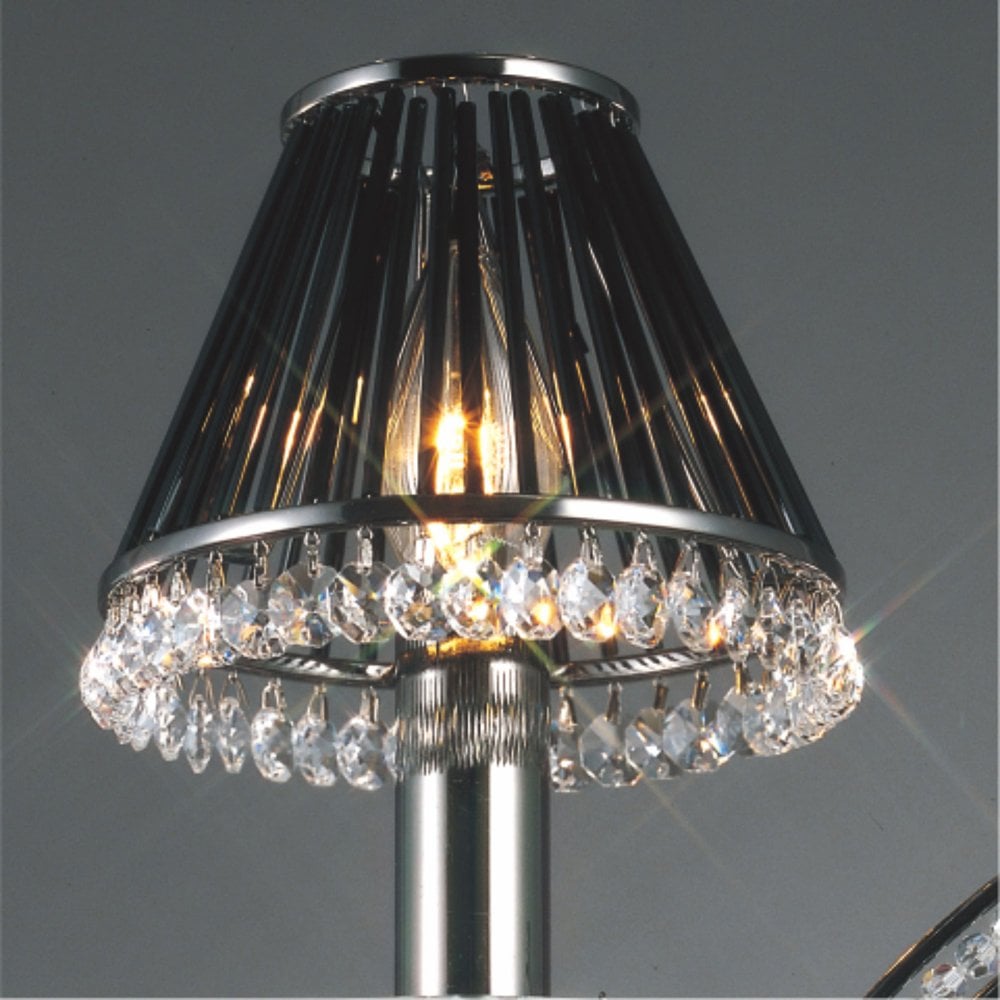Black Chrome Crystal Clip-On Shade with Glass Rods
