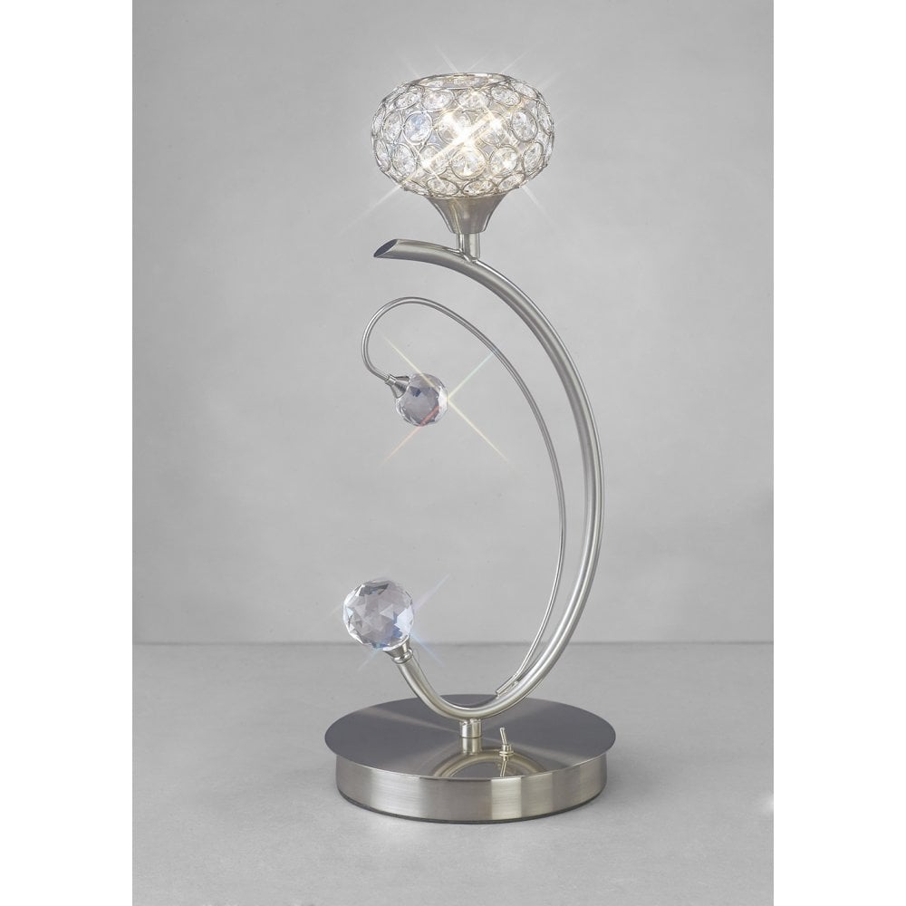 Cara One-Light Satin Nickel and Crystal Table Lamp by Cassia Twigue