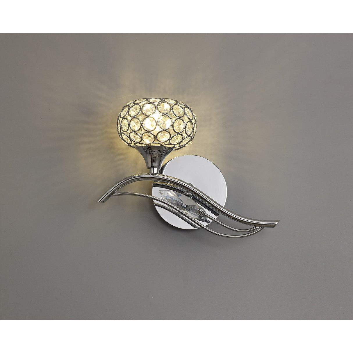 Leimo Left-Facing Crystal-Accent Wall Light in Polished Chrome