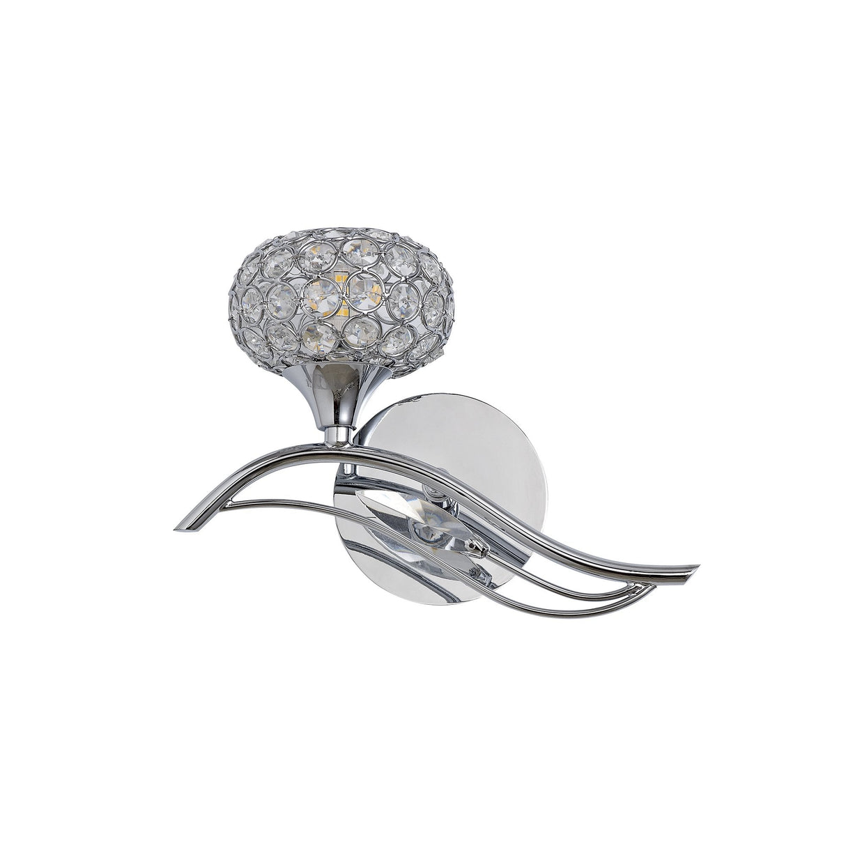 Leimo Left-Facing Crystal-Accent Wall Light in Polished Chrome