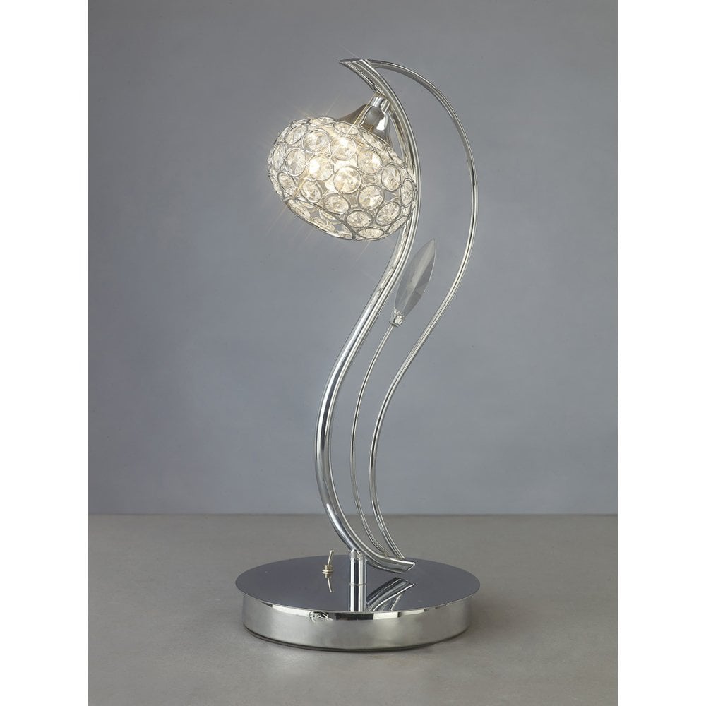 Leimo Elegance Table Lamp in Polished Chrome with Crystal Design