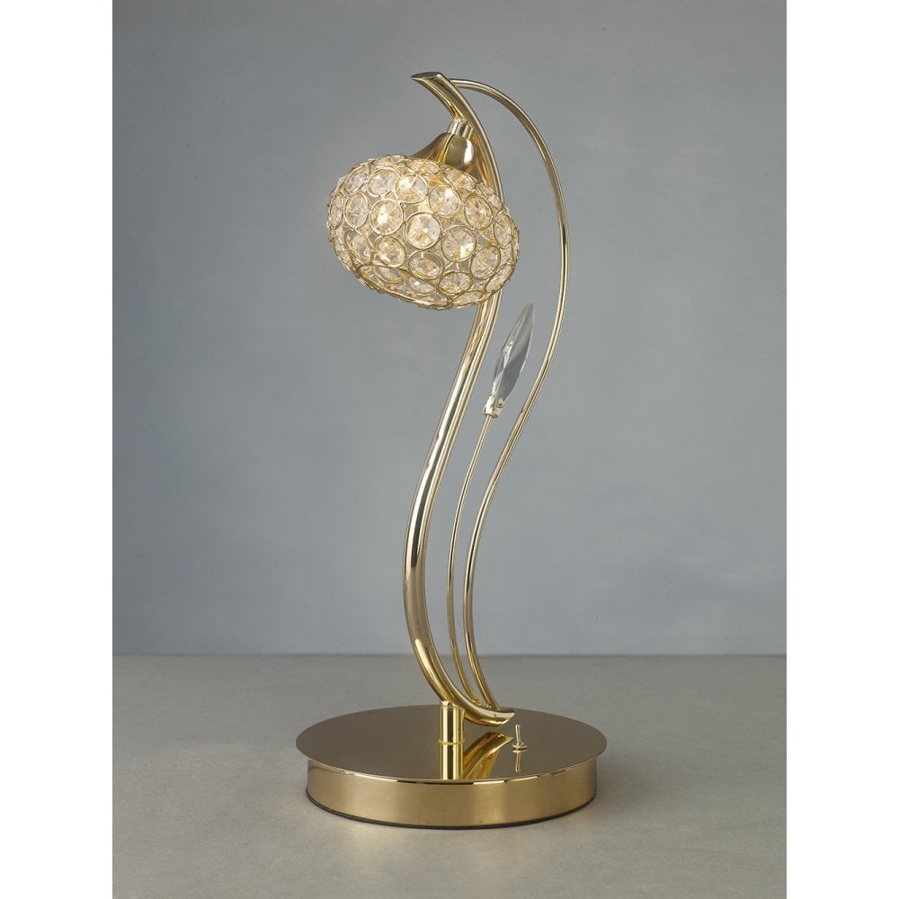 Leimo Radiance: French Gold & Crystal Elegance Table Lamp