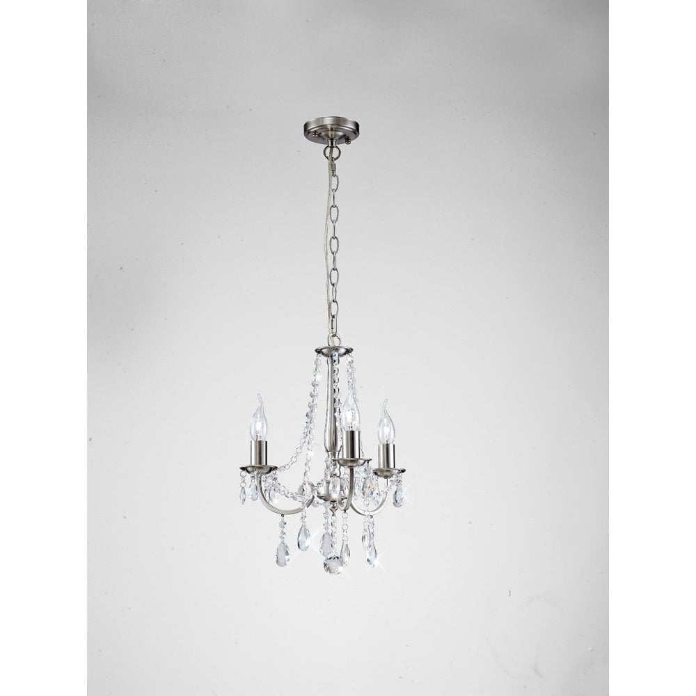 Kyra Pendant Light in Satin Nickel with Diyas Select Crystal Detailing