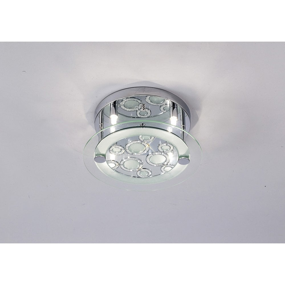 Destello Round Ceiling Light with Crystal Accents in Polished Chrome