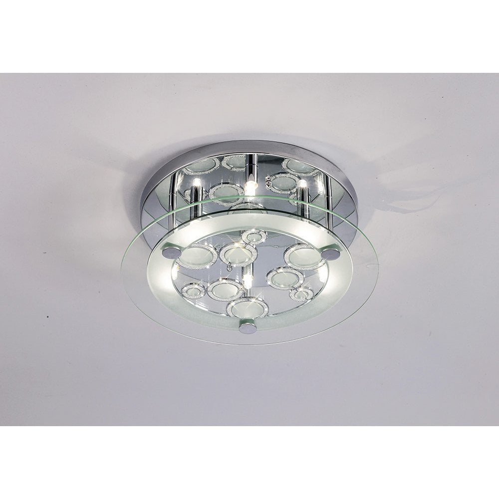 Radiant Ceiling Round with Crystal Circle Pattern in Polished Chrome
