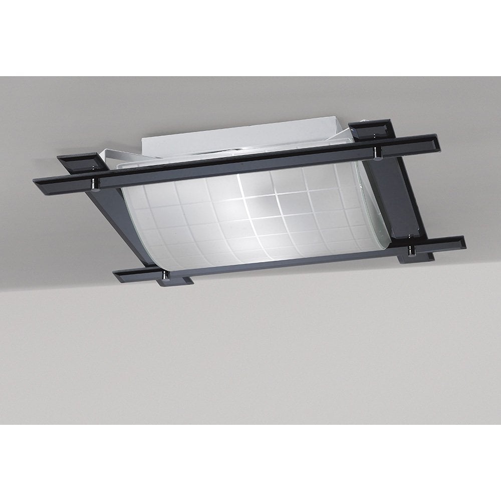 Leo Ceiling Light with Black Chrome Finish and Smoked Mirror Glass