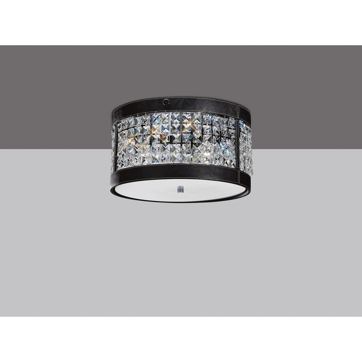 Celsa 3-Light Ceiling Fixture in Polished Chrome and Black with Crystal Accents
