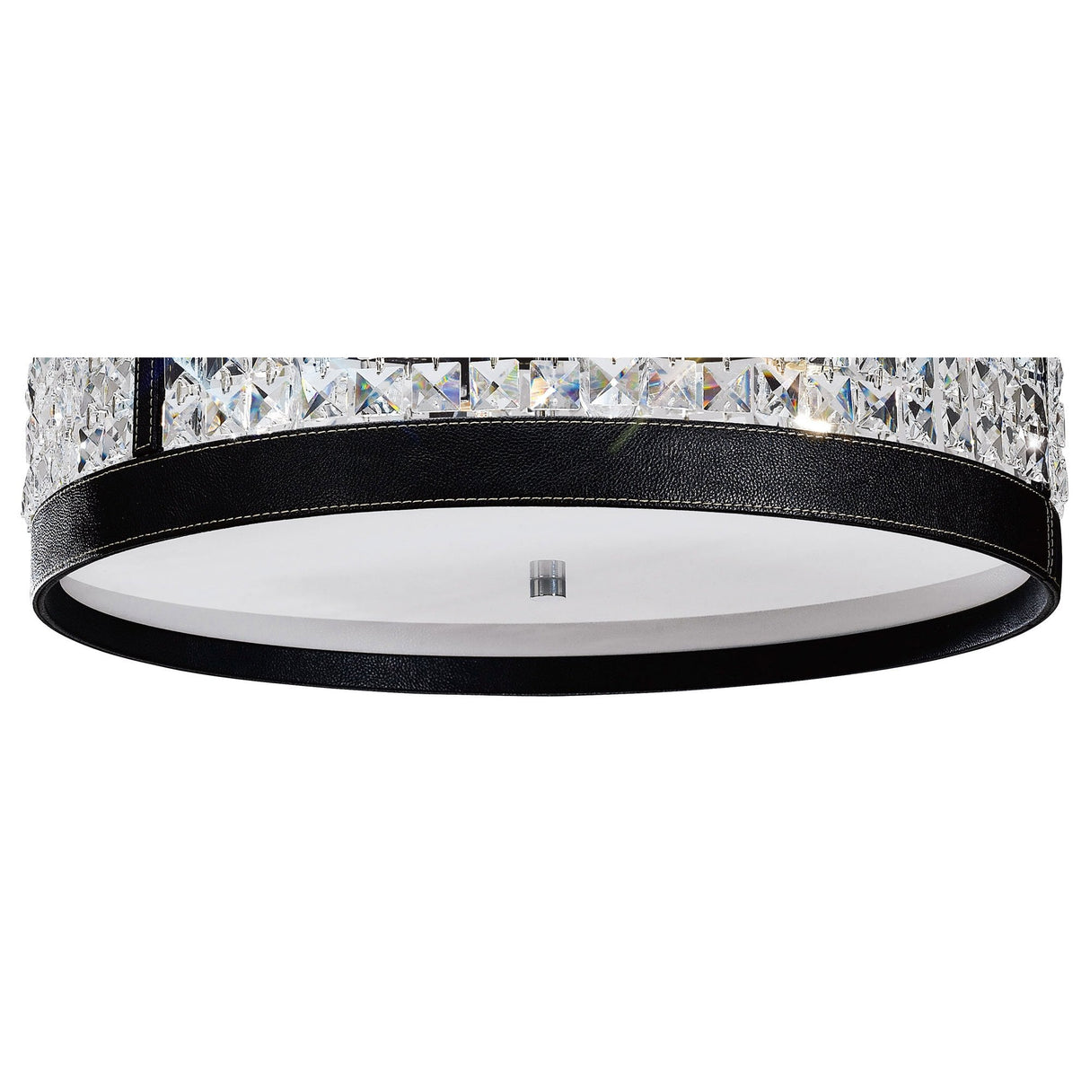 Celsa Ceiling Light: 4-Light Polished Chrome with Faux Leather and Crystal Accents