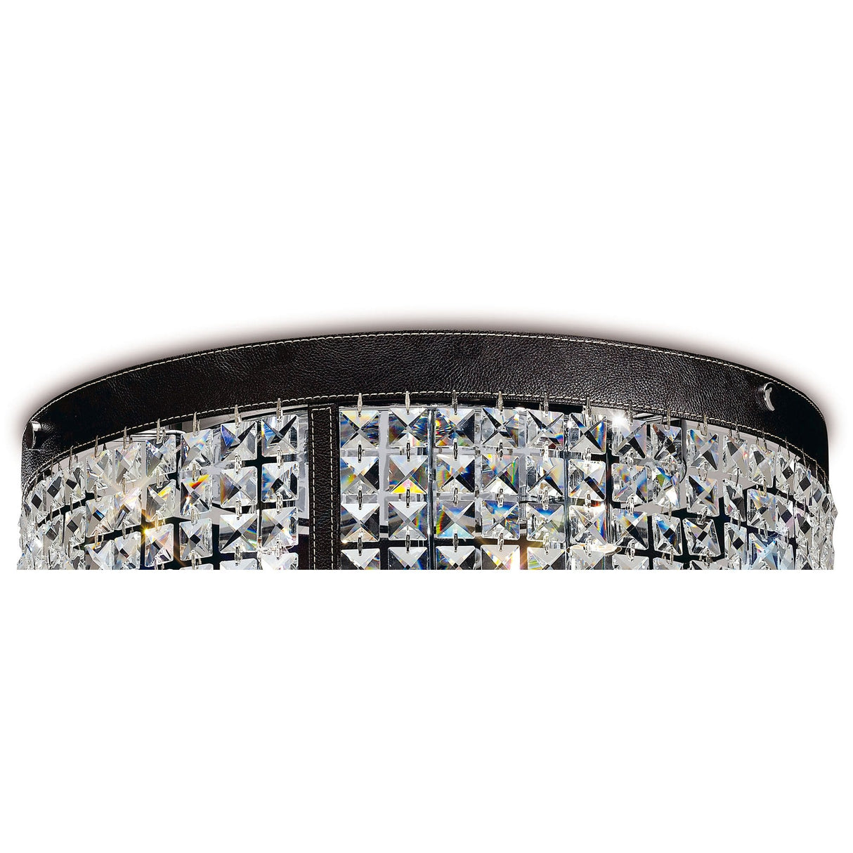Celsa 4-Light Ceiling Fixture in Polished Chrome and Dark Brown Faux Leather with Crystal Elegance
