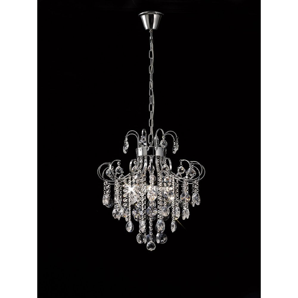 Rosina Pendant Chandelier, 6-Light Polished Chrome and Crystal Elegance