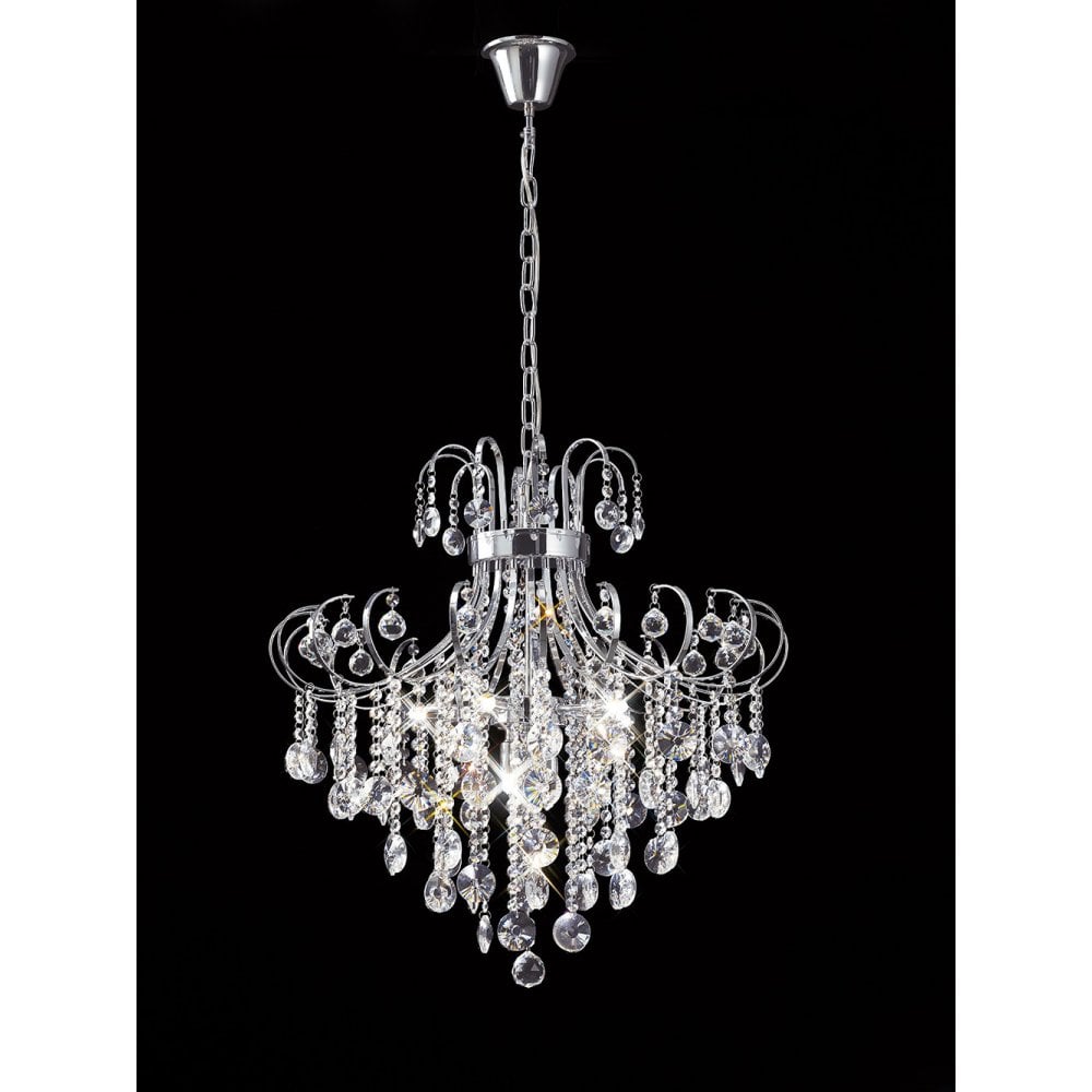 Sparkling Rosina 7-Light Pendant in Polished Chrome with Clear Crystals