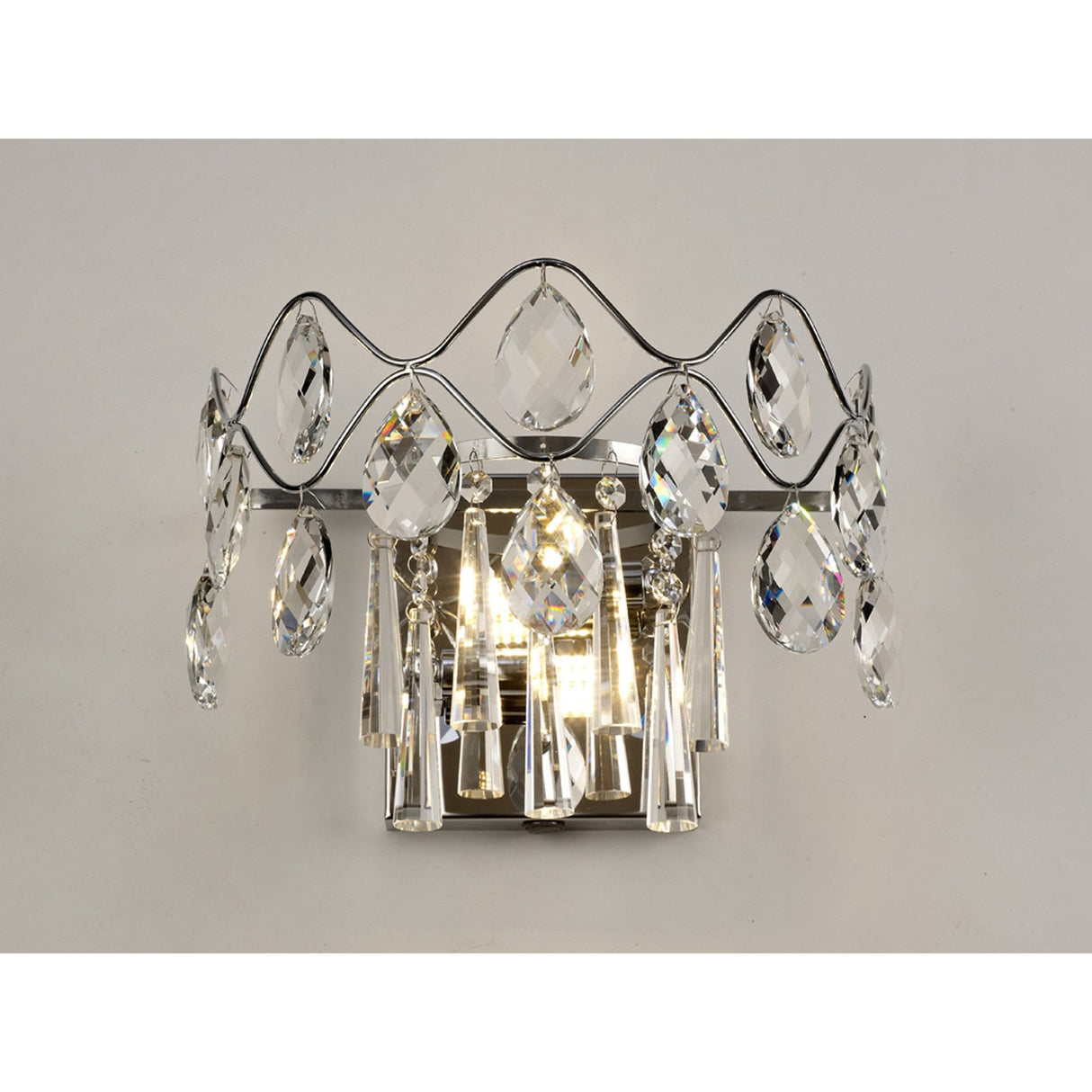 Kenzie Polished Chrome and Crystal Dual Light Wall Lamp with Rocker Switch