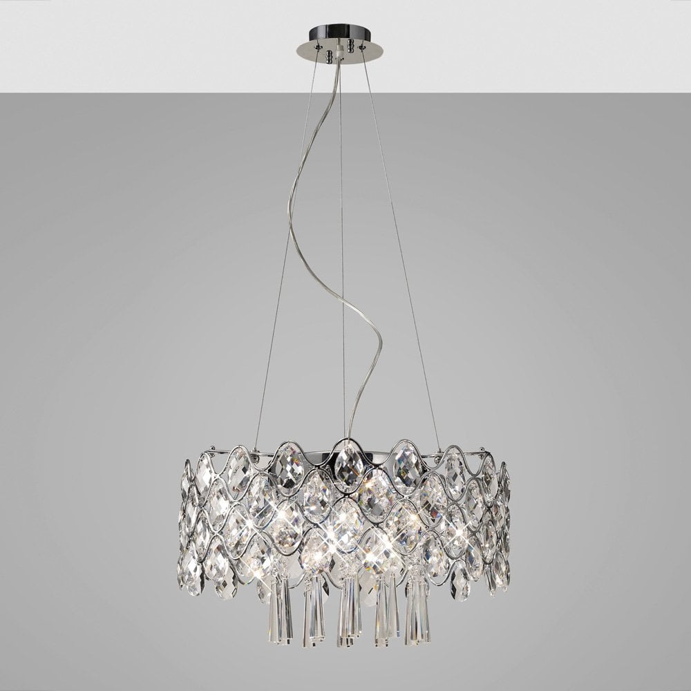 Kenzie 10-Light Polished Chrome Pendant with Clear Crystals