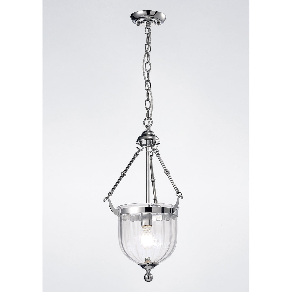 Aubrey One-Light Pendant in Polished Chrome with Rippled Glass Shade