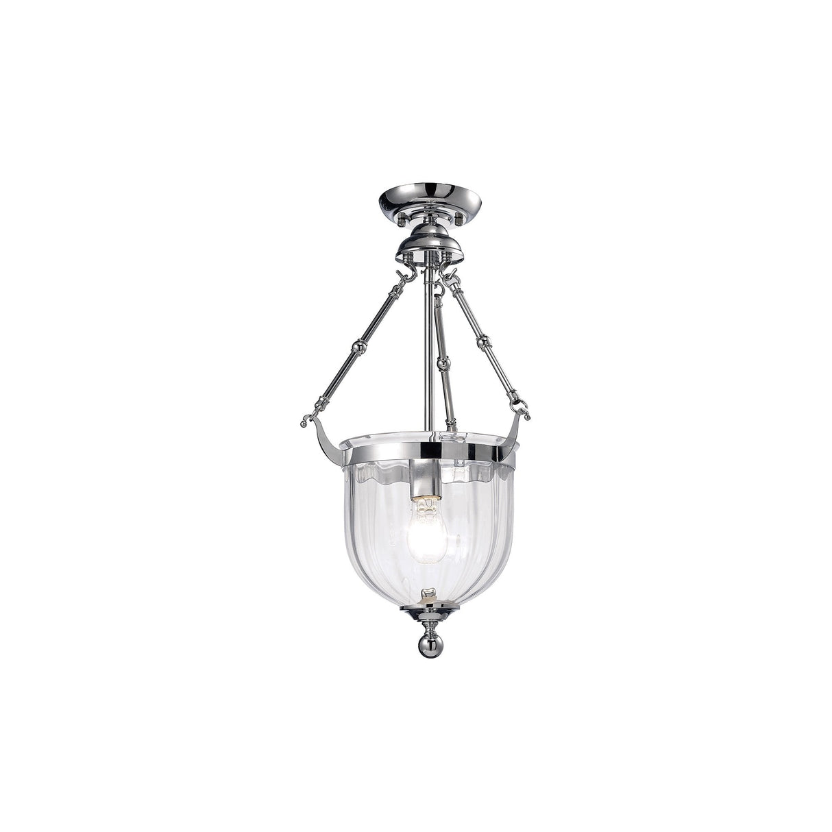 Aubrey One-Light Pendant in Polished Chrome with Rippled Glass Shade