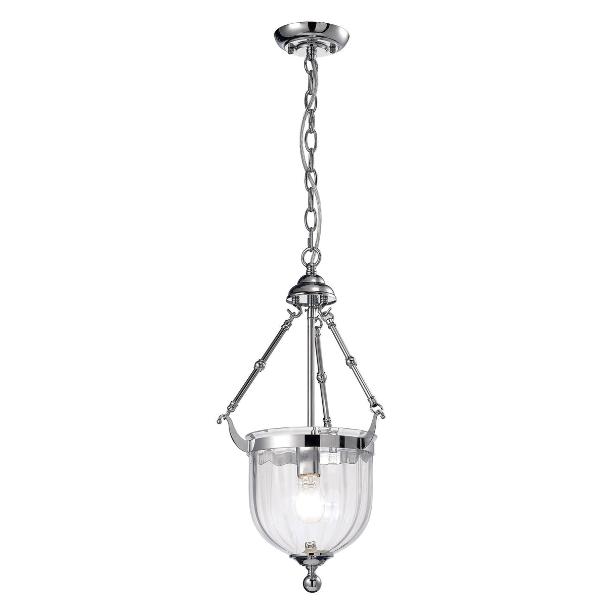 Aubrey One-Light Pendant in Polished Chrome with Rippled Glass Shade