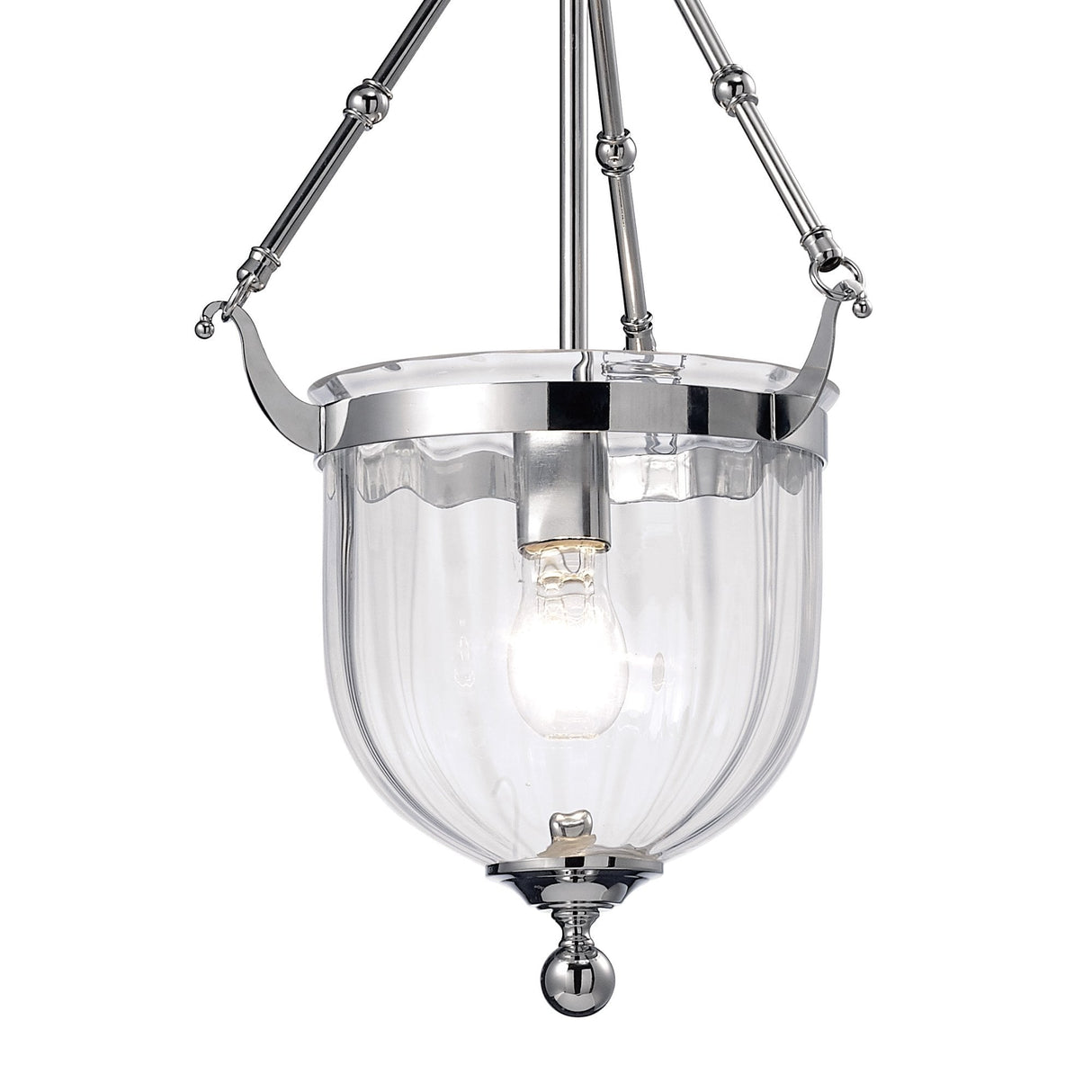 Aubrey One-Light Pendant in Polished Chrome with Rippled Glass Shade
