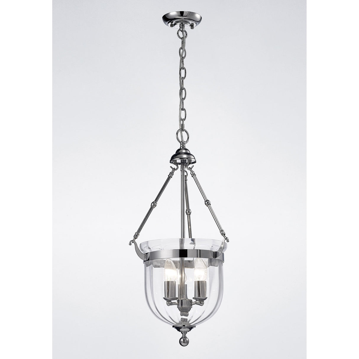 Aubrey 3-Light Pendant in Polished Chrome with Rippled Glass Design