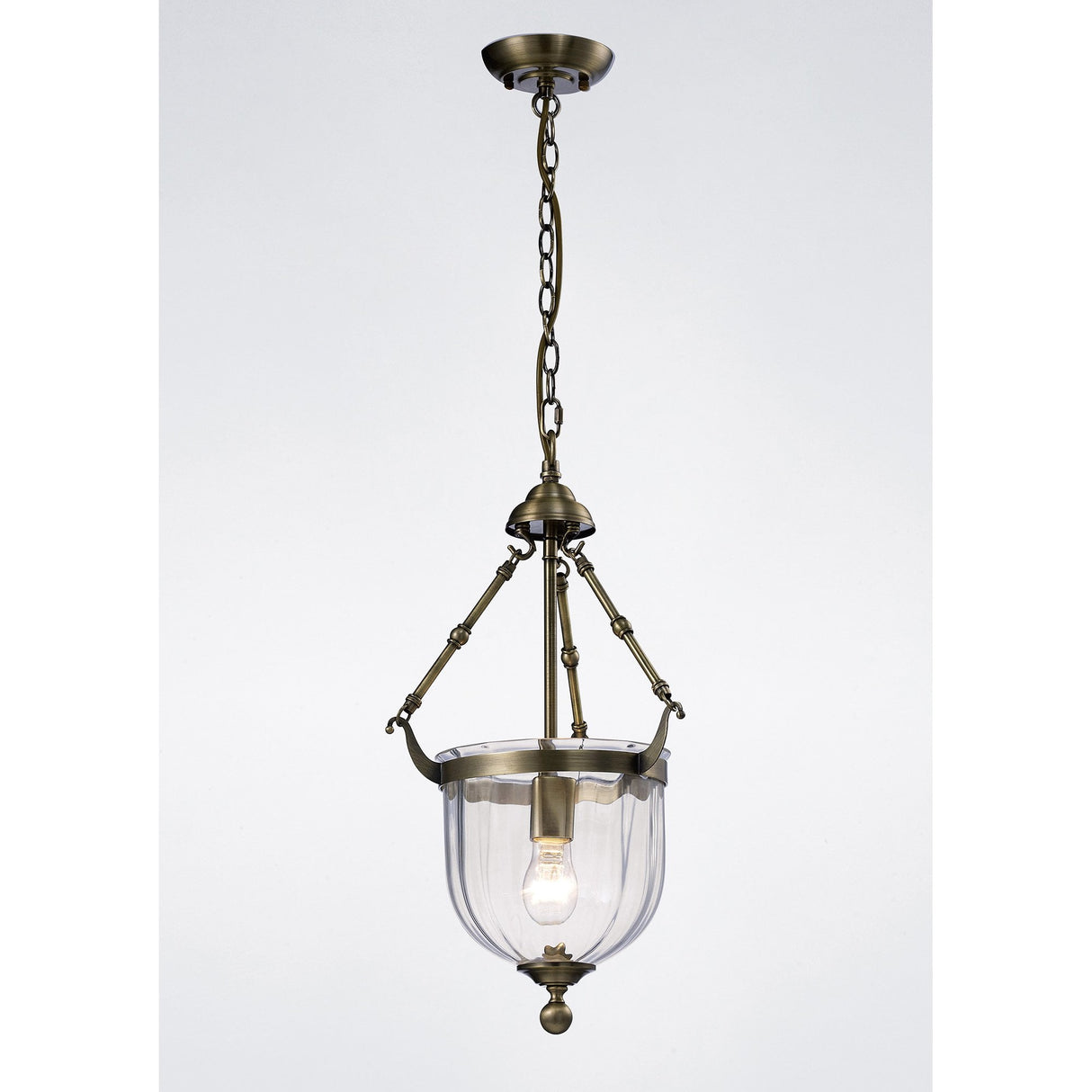 Aubrey Antique Brass & Glass Pendant Light - 1 Bulb Design
