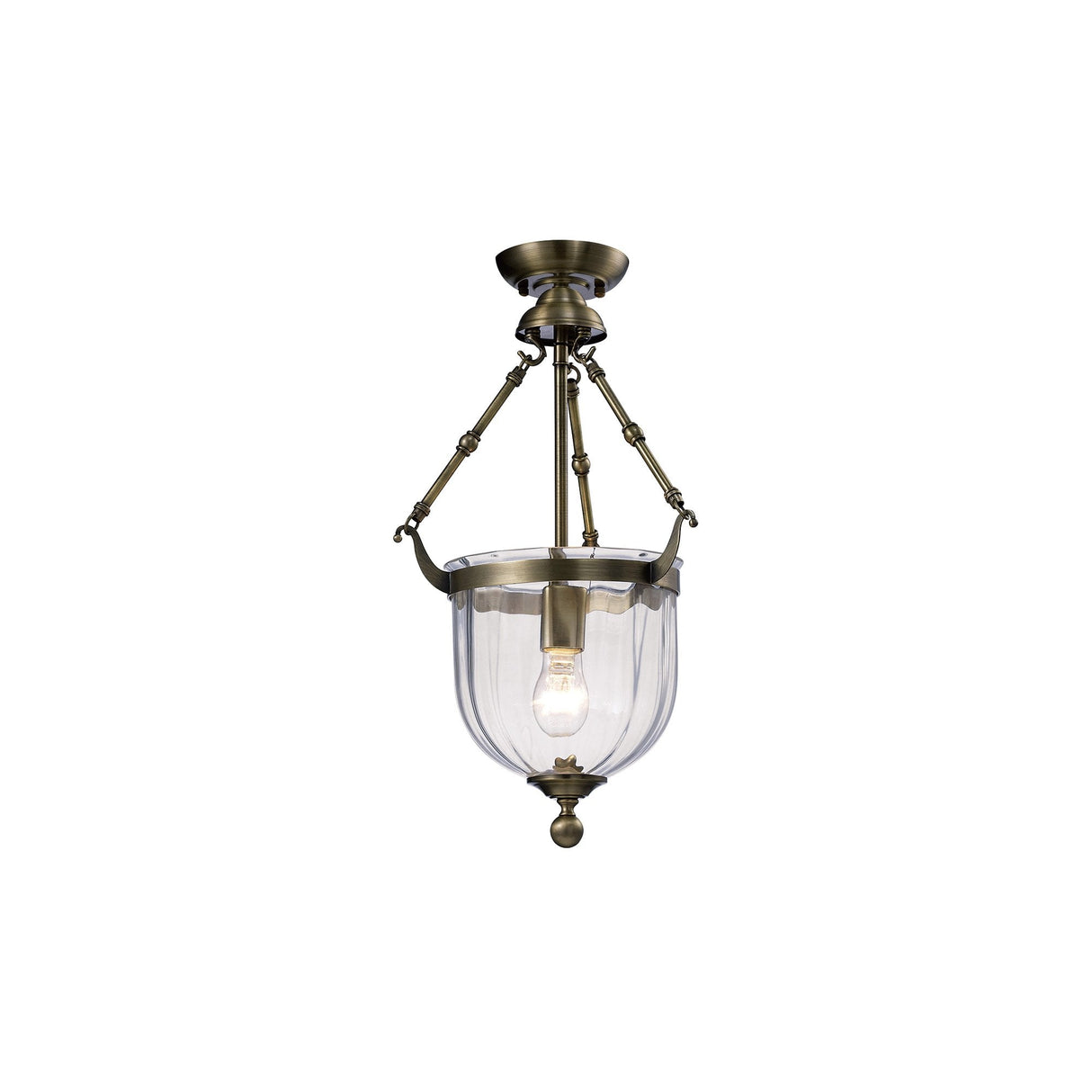 Aubrey Antique Brass & Glass Pendant Light - 1 Bulb Design