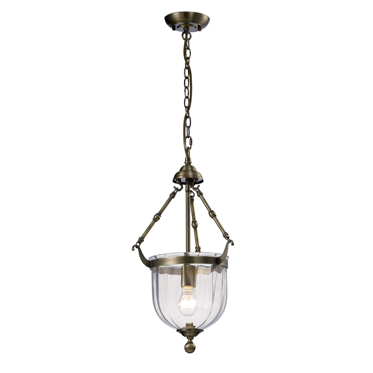 Aubrey Antique Brass & Glass Pendant Light - 1 Bulb Design