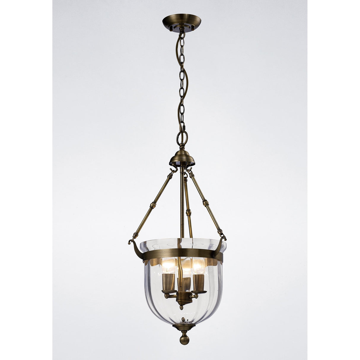 Aubrey Antique Brass Glass Trio Pendant Light