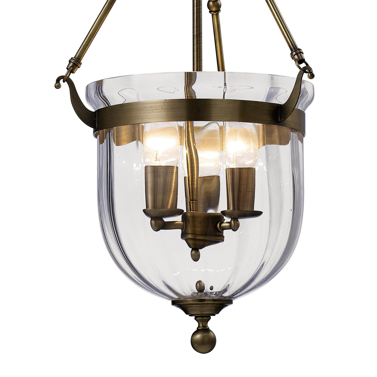 Aubrey Antique Brass Glass Trio Pendant Light