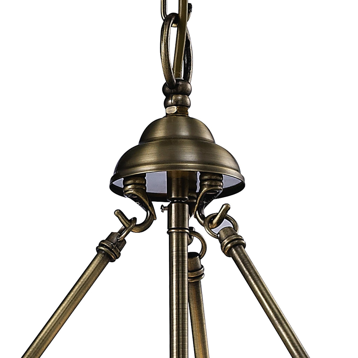 Aubrey 4-Light Pendant in Antique Brass with Clear Rippled Glass